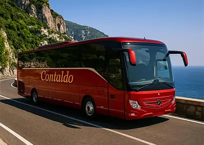 Large Mercedes-Benz tourist coach bus for events and group excursions on the Amalfi Coast