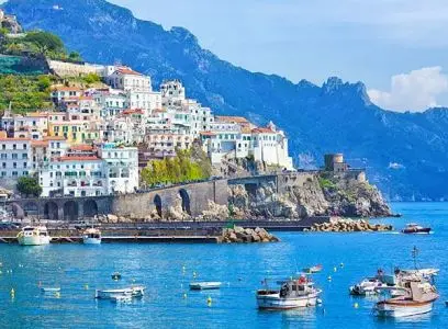 Chauffeur driven private car service arriving at Amalfi town center