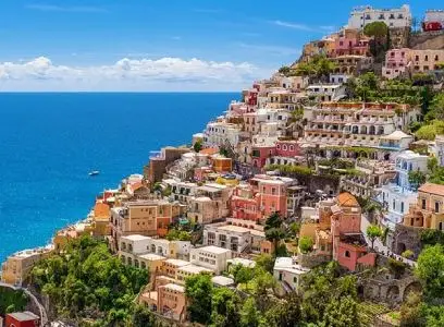 Luxury Mercedes minivan parked overlooking the sea in Positano Amalfi Coast